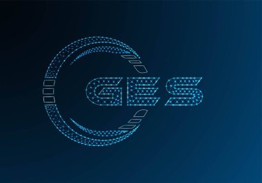 GES düşük poli harfli logo vektör tasarımı. GES düşük poli logo tasarımı. Düşük polyester logo.