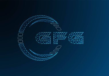 GFG düşük poli harfli logo vektör tasarımı. GFG düşük polyester logo tasarımı. Düşük polyester logo.