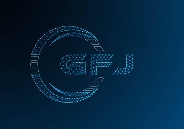 GFJ düşük poli harfli logo vektör tasarımı. GFJ düşük polyester logo tasarımı. Düşük polyester logo.