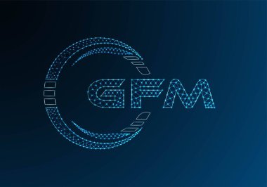 GFM düşük poli harfli logo vektör tasarımı. GFM düşük polyester logo tasarımı. Düşük polyester logo.