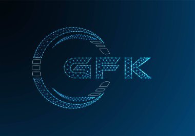GFK düşük poli harfli logo vektör tasarımı. GFK alt poli logo tasarımı. Düşük polyester logo.