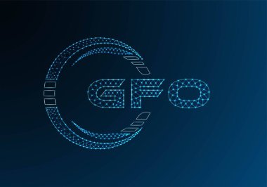 GFO düşük poli harfli logo vektör tasarımı. GFO düşük poli logo tasarımı. Düşük polyester logo.