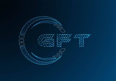 GFT düşük poli harfli logo vektör tasarımı. GFT düşük polyester logo tasarımı. Düşük polyester logo.