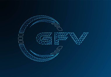 GFV düşük poli harfli logo vektör tasarımı. GFV düşük polyester logo tasarımı. Düşük polyester logo.