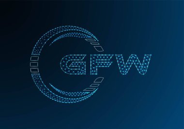 GFW düşük poli harfli logo vektör tasarımı. GFW düşük polyester logo tasarımı. Düşük polyester logo.