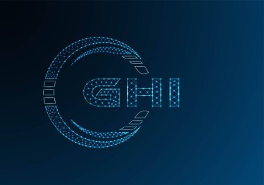 GHI düşük poli harfli logo vektör tasarımı. GHI düşük poli logo tasarımı. Düşük polyester logo.