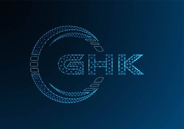 GHK düşük poli harfli logo vektör tasarımı. GHK düşük poli logo tasarımı. Düşük polyester logo.