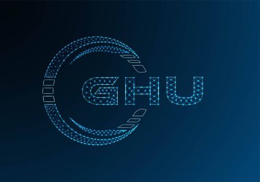 GHU düşük poli harfli logo vektör tasarımı. GHU düşük polyester logo tasarımı. Düşük polyester logo.