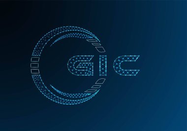 GIC düşük poli harfli logo vektör tasarımı. GIC düşük polyester logo tasarımı. Düşük polyester logo.