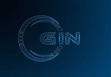 GIN düşük poli harfli logo vektör tasarımı. GIN düşük polyester logo tasarımı. Düşük polyester logo.