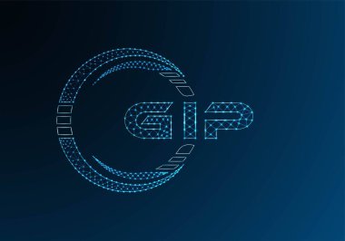 GIP düşük poli harfli logo vektör tasarımı. GIP düşük polyester logo tasarımı. Düşük polyester logo.