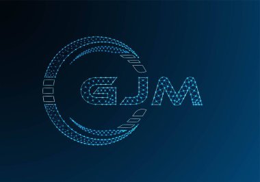 GJM düşük poli harfli logo vektör tasarımı. GJM düşük polyester logo tasarımı. Düşük polyester logo.