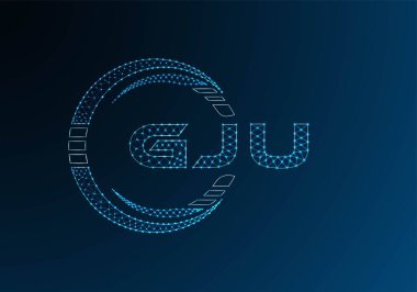 GJU düşük poli harfli logo vektör tasarımı. GJU düşük poli logo tasarımı. Düşük polyester logo.