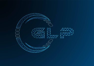 GLP düşük poli harfli logo vektör tasarımı. GLP düşük poli logo tasarımı. Düşük polyester logo.