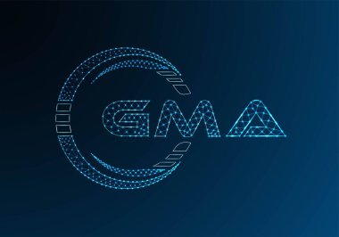 GMA düşük poli harfli logo vektör tasarımı. GMA düşük polyester logo tasarımı. Düşük polyester logo.