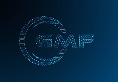 GMF düşük poli harfli logo vektör tasarımı. GMF düşük poli logo tasarımı. Düşük polyester logo.