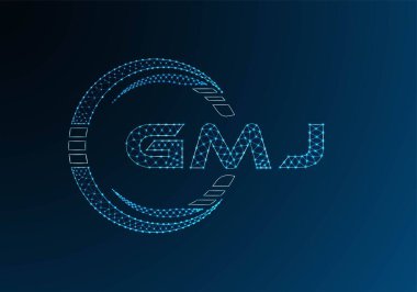 GMJ düşük poli harfli logo vektör tasarımı. GMJ düşük poli logo tasarımı. Düşük polyester logo.