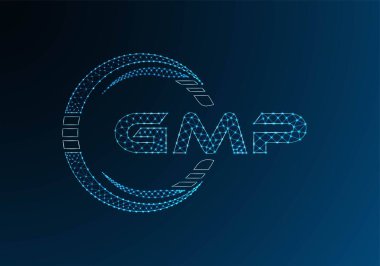 GMP düşük poli harfli logo vektör tasarımı. GMP düşük poli logo tasarımı. Düşük polyester logo.