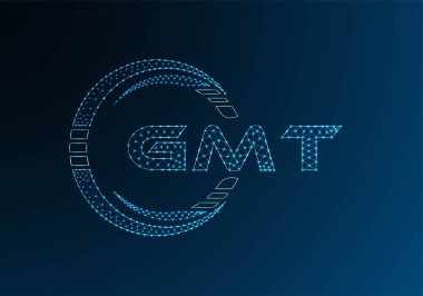 GMT düşük poli harfli logo vektör tasarımı. GMT düşük polyester logo tasarımı. Düşük polyester logo.