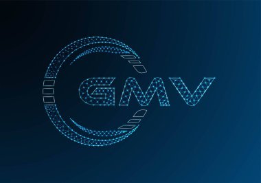 GMV düşük poli harfli logo vektör tasarımı. GMV düşük polyester logo tasarımı. Düşük polyester logo.