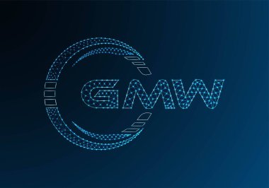 GMW düşük poli harfli logo vektör tasarımı. GMW düşük polyester logo tasarımı. Düşük polyester logo.
