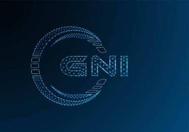GNI düşük poli harfli logo vektör tasarımı. GNI düşük polyester logo tasarımı. Düşük polyester logo.