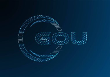 GOU düşük poli harfli logo vektör tasarımı. GOU düşük poli logo tasarımı. Düşük polyester logo.