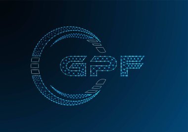 GPF düşük poli harfli logo vektör tasarımı. GPF düşük poli logo tasarımı. Düşük polyester logo.