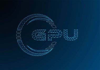 GPU düşük poli harfli logo vektör tasarımı. GPU düşük poli logo tasarımı. Düşük polyester logo.
