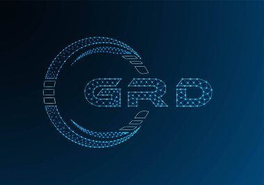 GRD düşük poli harfli logo vektör tasarımı. GRD düşük polyester logo tasarımı. Düşük polyester logo.