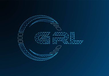 GRL düşük poli harfli logo vektör tasarımı. GRL düşük poli logo tasarımı. Düşük polyester logo.