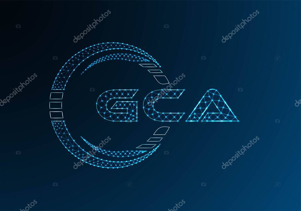 GCA low poly letter logo vector design. GCA lower poly logo design. Low poly logo.