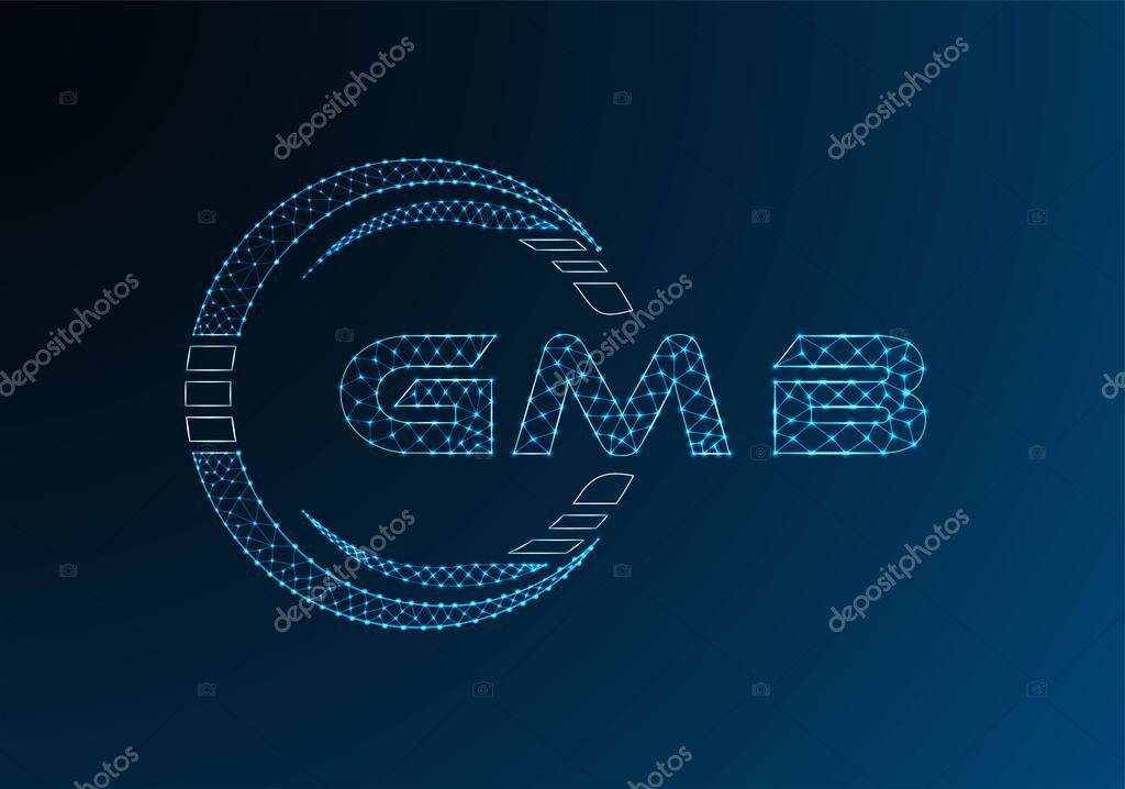 GMB low poly letter logo vector design. GMB lower poly logo design. Low poly logo.