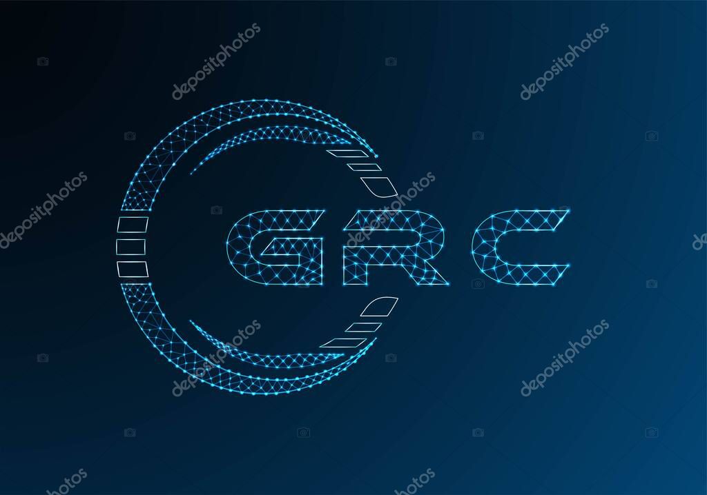 GRC low poly letter logo vector design. GRC lower poly logo design. Low poly logo.