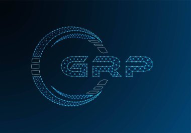 GRP düşük poli harfli logo vektör tasarımı. GRP düşük polyester logo tasarımı. Düşük polyester logo.