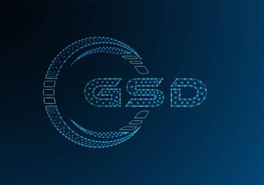 GSD düşük poli harfli logo vektör tasarımı. GSD düşük polyester logo tasarımı. Düşük polyester logo.