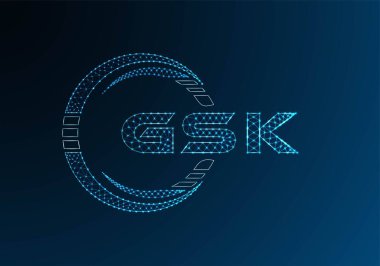 GSK düşük poli harfli logo vektör tasarımı. GSK düşük polyester logo tasarımı. Düşük polyester logo.