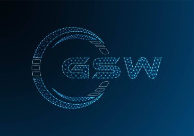 GSW düşük poli harfli logo vektör tasarımı. Kurşun yarası, düşük polyester logo tasarımı. Düşük polyester logo.