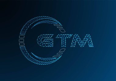 GTM düşük poli harfli logo vektör tasarımı. GTM düşük polyester logo tasarımı. Düşük polyester logo.