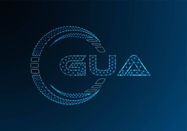 GUA düşük poli harfli logo vektör tasarımı. GUA düşük poli logo tasarımı. Düşük polyester logo.