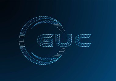 GUC düşük poli harfli logo vektör tasarımı. GUC düşük poli logo tasarımı. Düşük polyester logo.