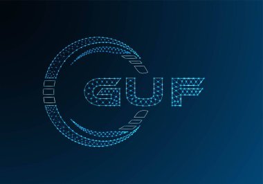 GUF düşük poli harfli logo vektör tasarımı. GUF düşük poli logo tasarımı. Düşük polyester logo.