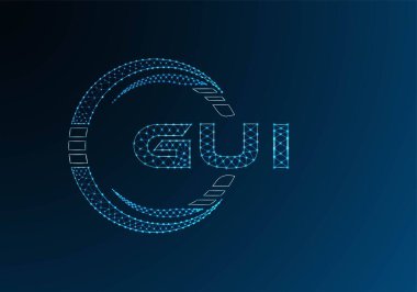 GUI düşük poli harfli logo vektör tasarımı. GUI düşük poli logo tasarımı. Düşük polyester logo.