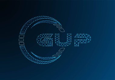 GUP düşük poli harfli logo vektör tasarımı. GUP düşük poli logo tasarımı. Düşük polyester logo.