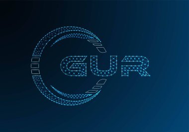 GUR düşük poli harfli logo vektör tasarımı. GUR düşük poli logo tasarımı. Düşük polyester logo.