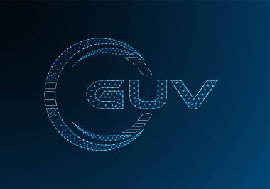 GUV düşük poli harfli logo vektör tasarımı. GUV düşük poli logo tasarımı. Düşük polyester logo.