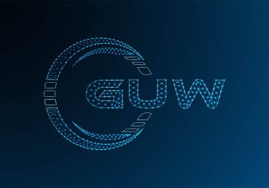 GUW düşük poli harfli logo vektör tasarımı. GUW düşük poli logo tasarımı. Düşük polyester logo.