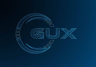 GUX düşük poli harfli logo vektör tasarımı. GUX düşük poli logo tasarımı. Düşük polyester logo.