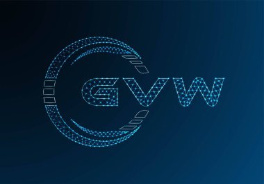 GVW düşük poli harfli logo vektör tasarımı. GVW düşük polyester logo tasarımı. Düşük polyester logo.