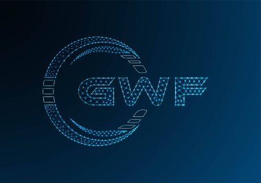 GWF düşük poli harfli logo vektör tasarımı. GWF düşük polyester logo tasarımı. Düşük polyester logo.
